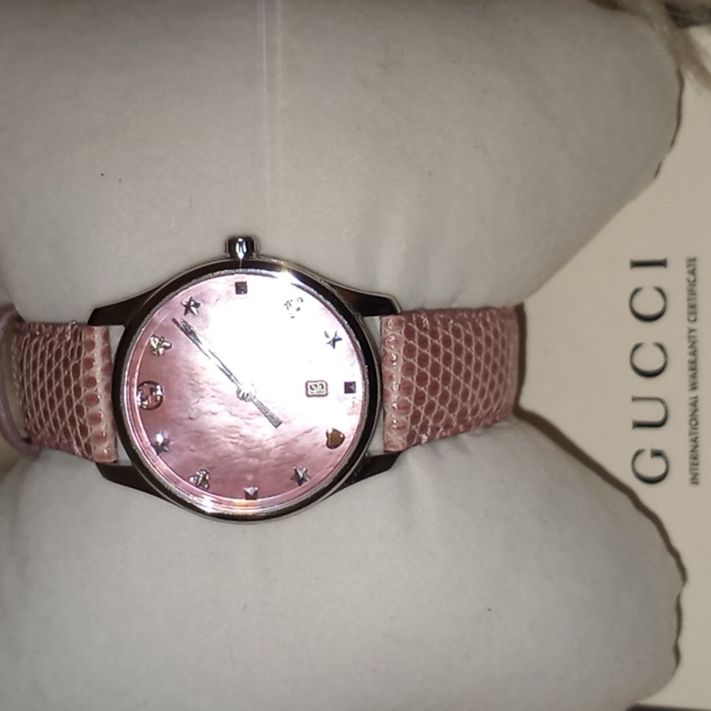 Gucci Pink Snakeskin Leather Band Watch - Picture 4 of 13